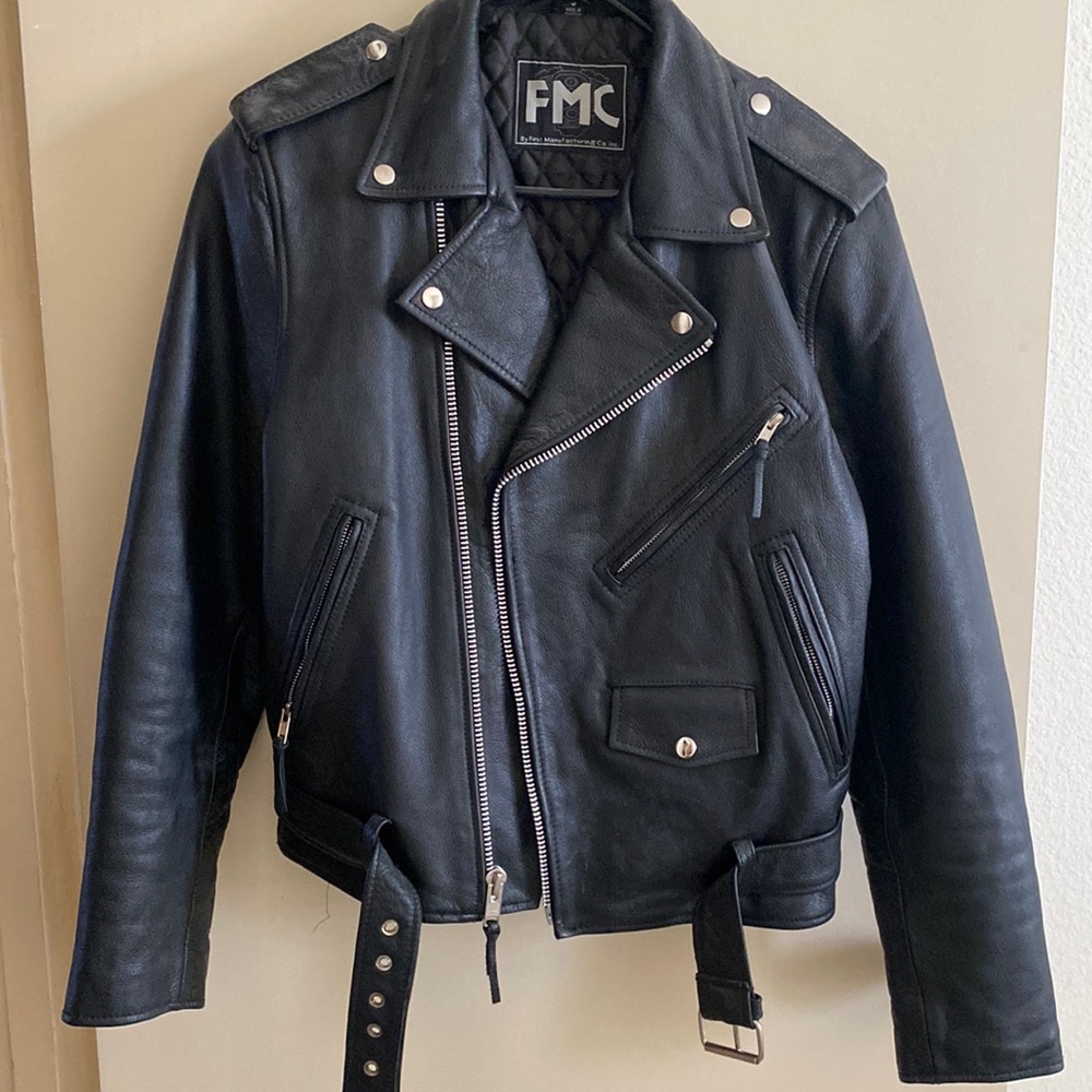 Leather motorcycle jacket